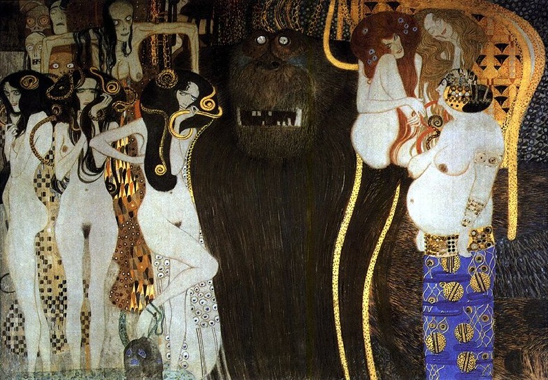 Wikioo.org - The Encyclopedia of Fine Arts - Painting, Artwork by Gustav Klimt - Beethoven Frieze(detail)05