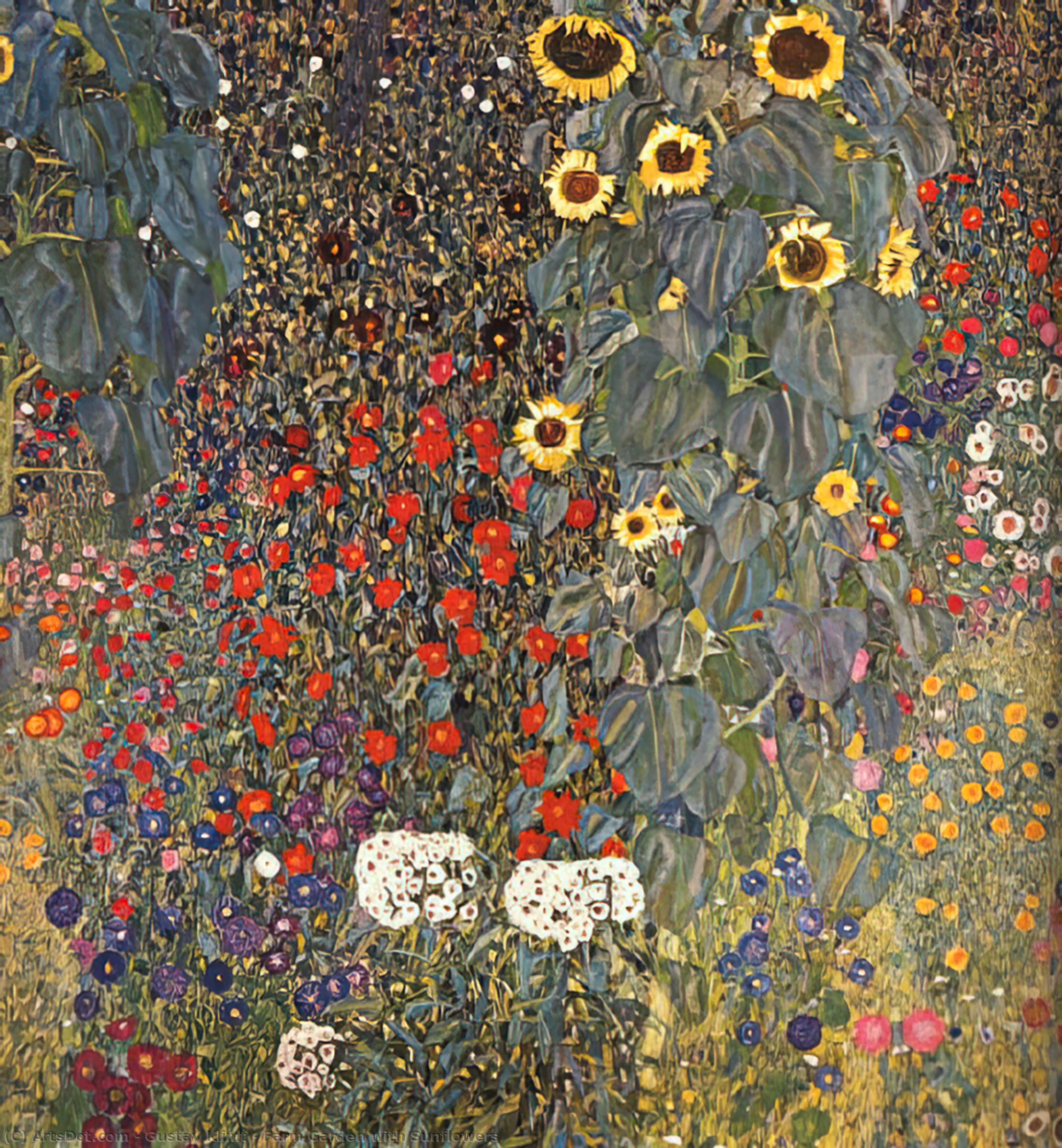 WikiOO.org - Encyclopedia of Fine Arts - Maleri, Artwork Gustav Klimt - Farm Garden with Sunflowers