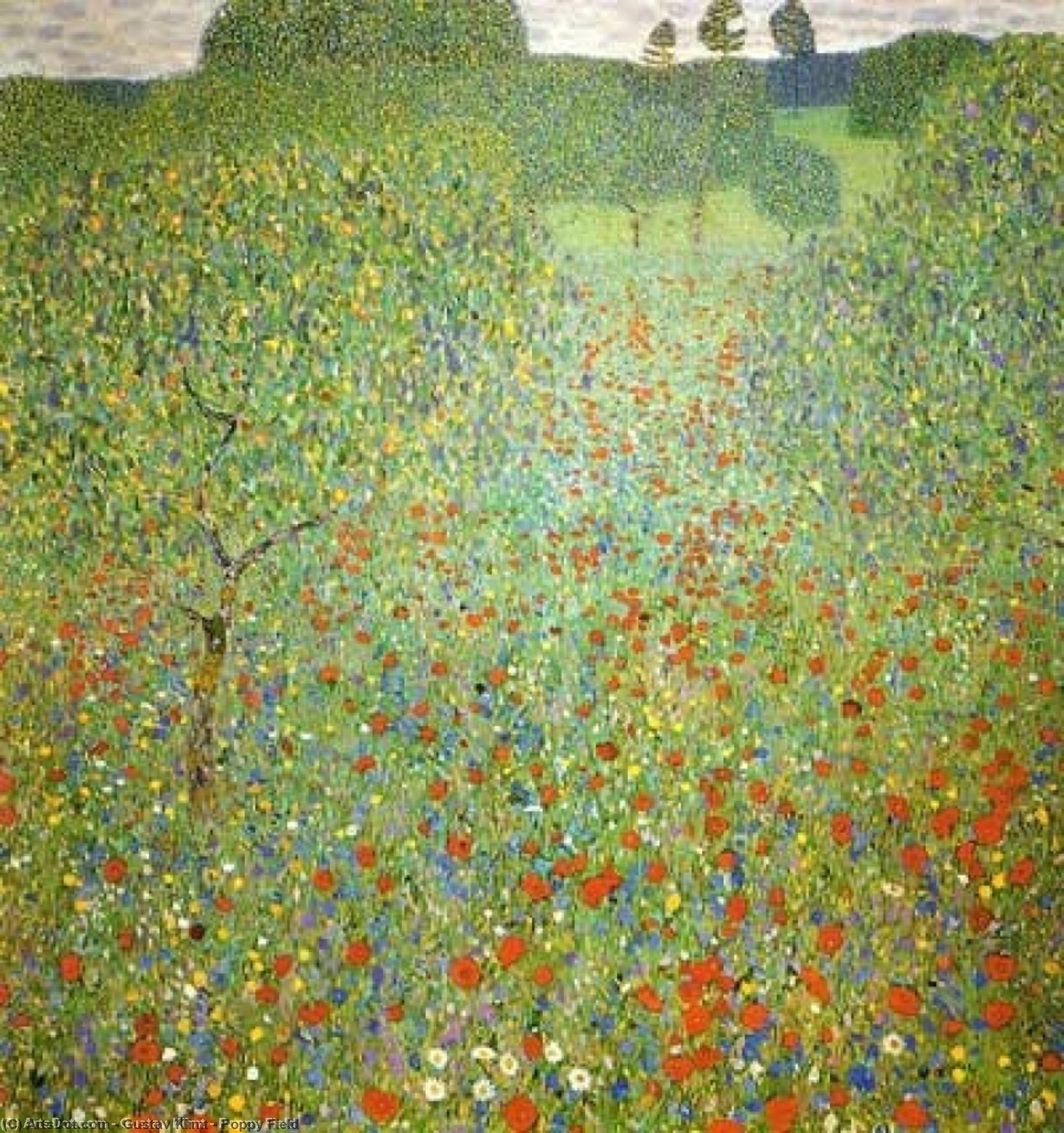 Wikoo.org - موسوعة الفنون الجميلة - اللوحة، العمل الفني Gustav Klimt - Poppy Field