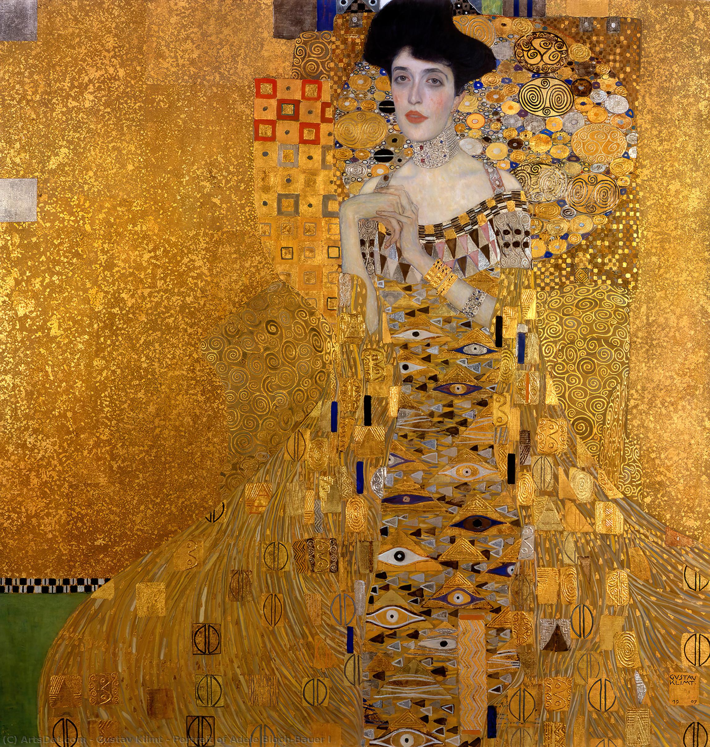 Wikoo.org - موسوعة الفنون الجميلة - اللوحة، العمل الفني Gustav Klimt - Portrait of Adele Bloch-Bauer I