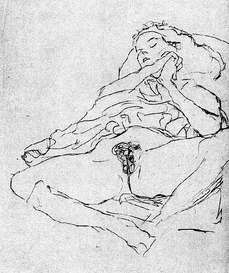 Wikoo.org - موسوعة الفنون الجميلة - اللوحة، العمل الفني Gustav Klimt - Nude(detail)