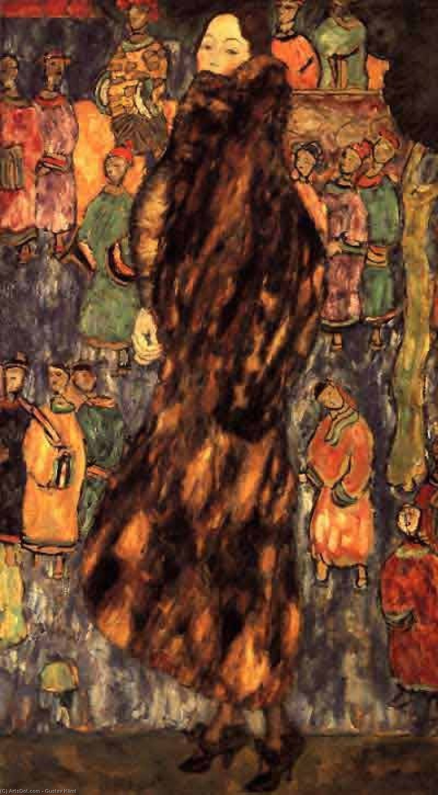 Wikoo.org - موسوعة الفنون الجميلة - اللوحة، العمل الفني Gustav Klimt - Polecat Fur, The(unfinished)