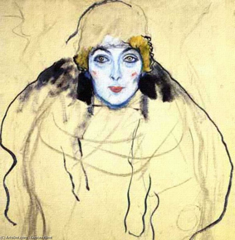 WikiOO.org - Encyclopedia of Fine Arts - Maľba, Artwork Gustav Klimt - Portrait of a lady en face(unfinished)