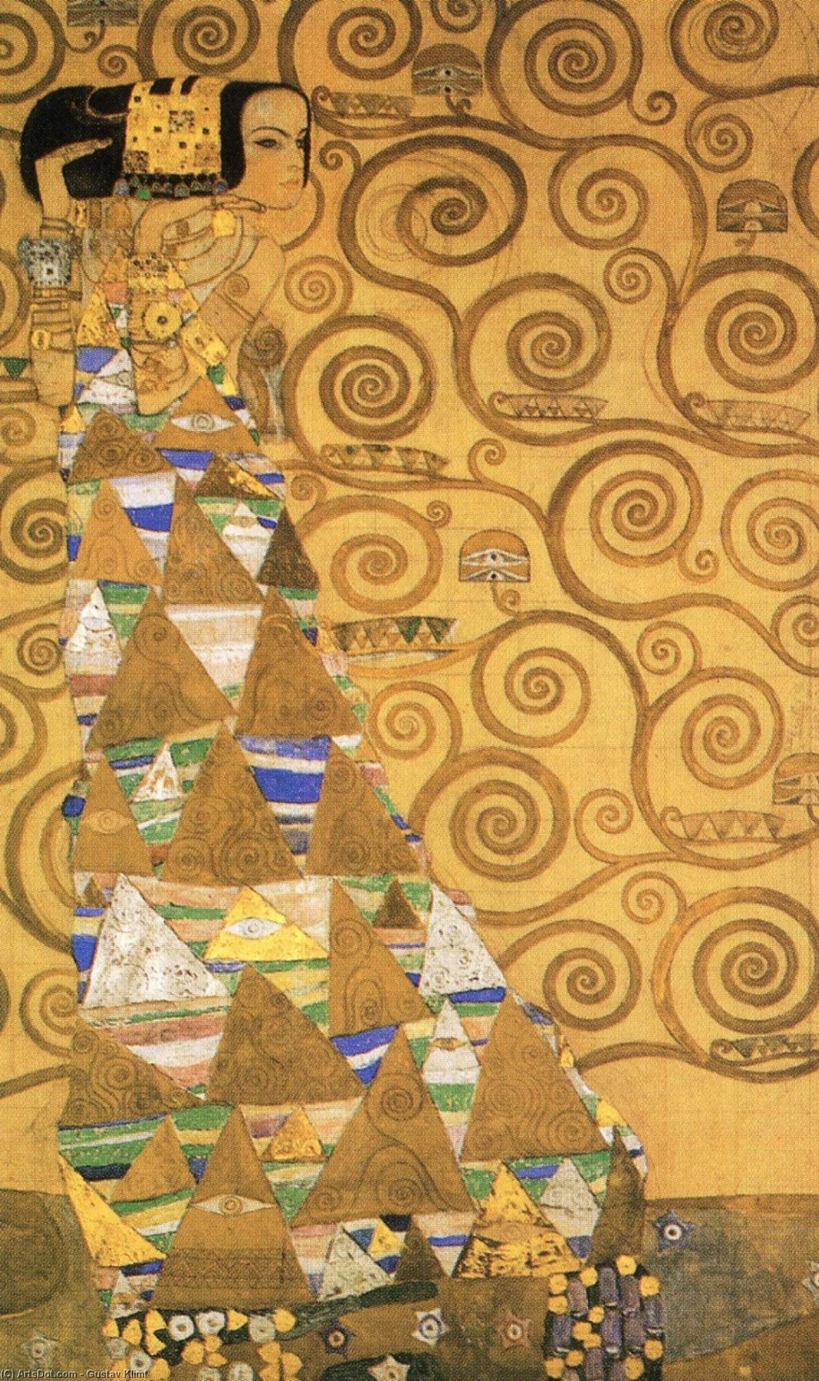 WikiOO.org - Enciklopedija dailės - Tapyba, meno kuriniai Gustav Klimt - 25.La expectación, modelo para el Friso Stoclet, hacia 1905-1909