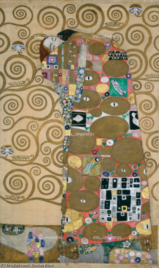 Wikioo.org - The Encyclopedia of Fine Arts - Painting, Artwork by Gustav Klimt - 26.La satisfacción, modelo para el Friso Stoclet, hacia 1905-1909