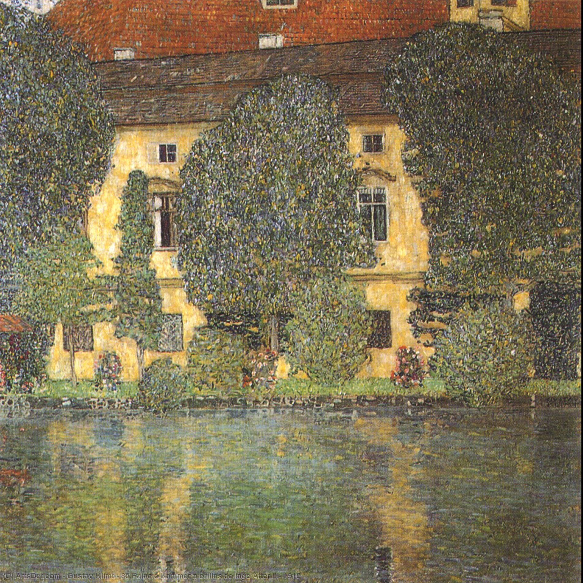 Wikioo.org - The Encyclopedia of Fine Arts - Painting, Artwork by Gustav Klimt - 35.Palacio Kammer a orillas de lago Atter III, 1910