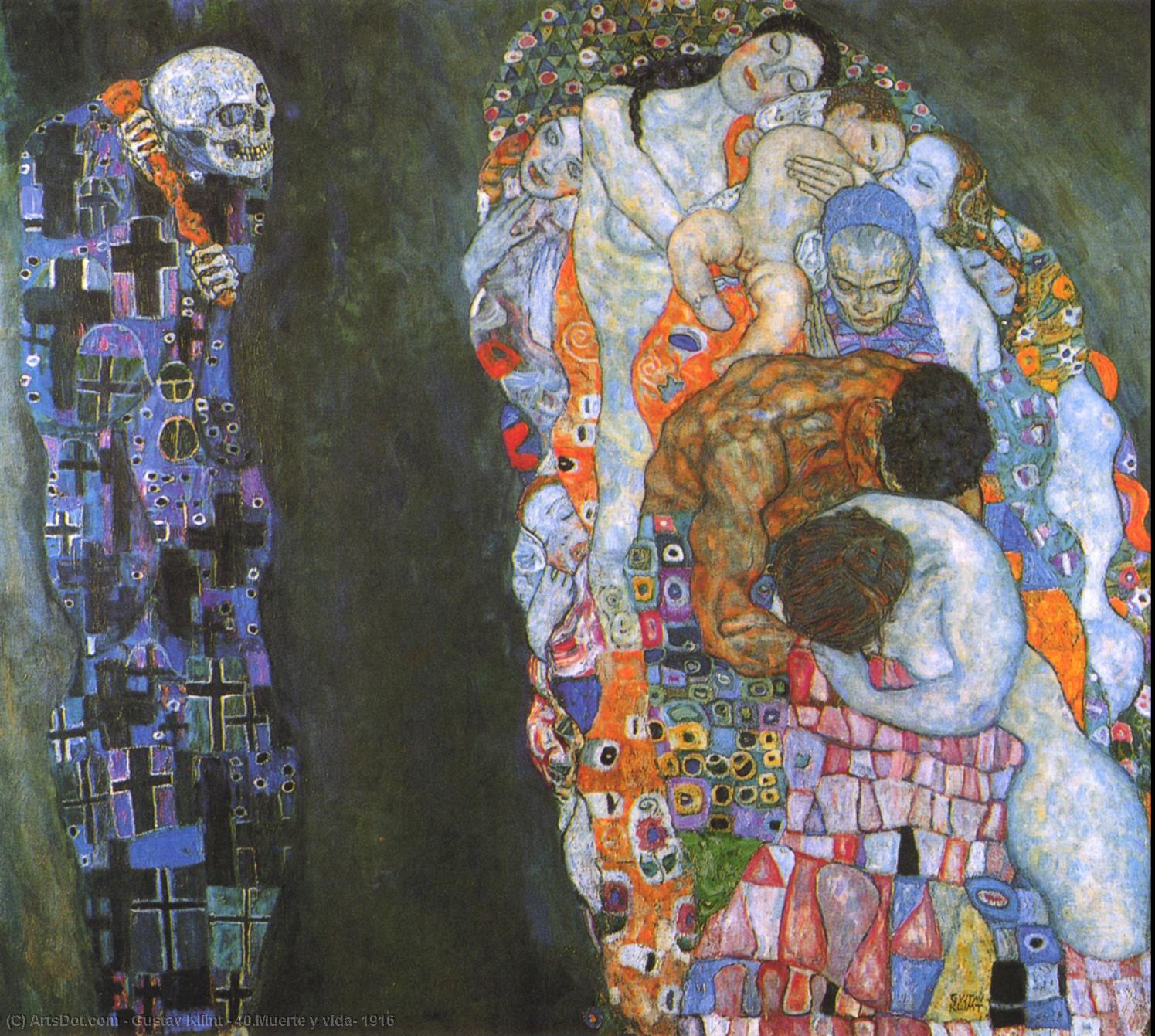 Wikoo.org - موسوعة الفنون الجميلة - اللوحة، العمل الفني Gustav Klimt - 40.Muerte y vida, 1916