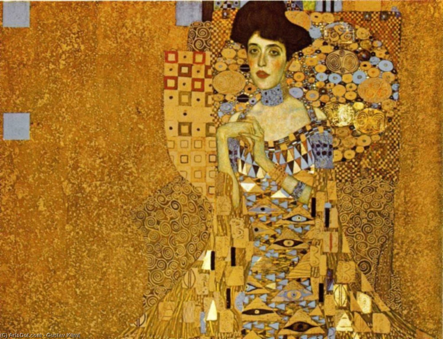Wikoo.org - موسوعة الفنون الجميلة - اللوحة، العمل الفني Gustav Klimt - Adele Bloch-Bauer I, 1907 - Austrian Gallery, Vienna