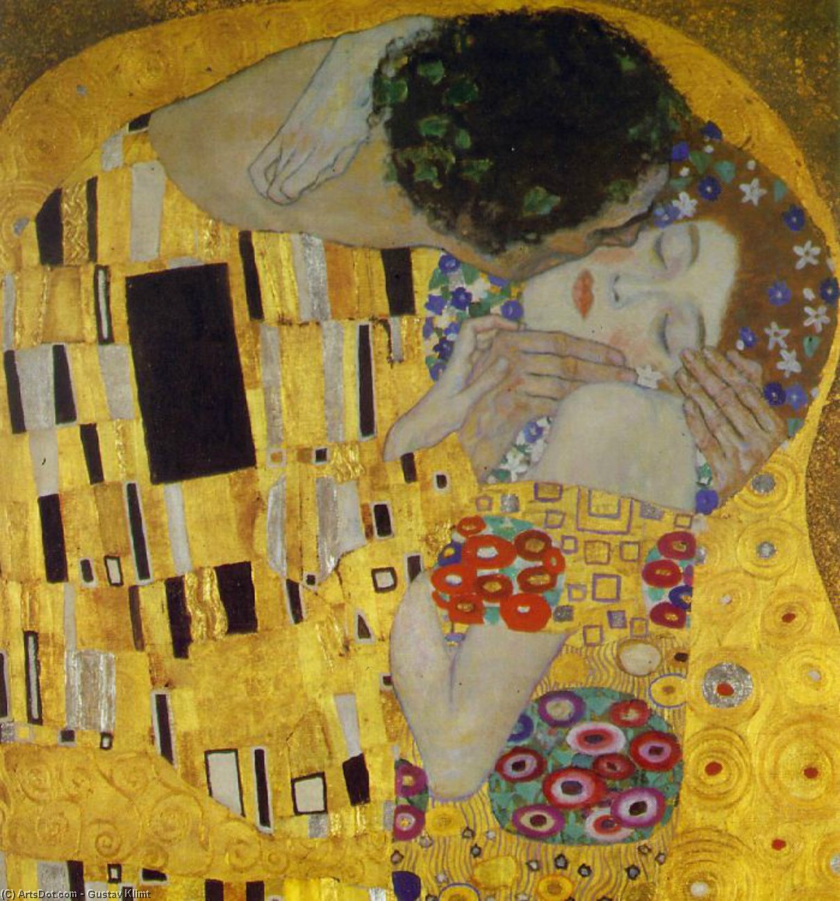 Wikoo.org - موسوعة الفنون الجميلة - اللوحة، العمل الفني Gustav Klimt - The Kiss (Detail)