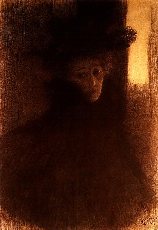 Wikoo.org - موسوعة الفنون الجميلة - اللوحة، العمل الفني Gustav Klimt - Lady with Cape