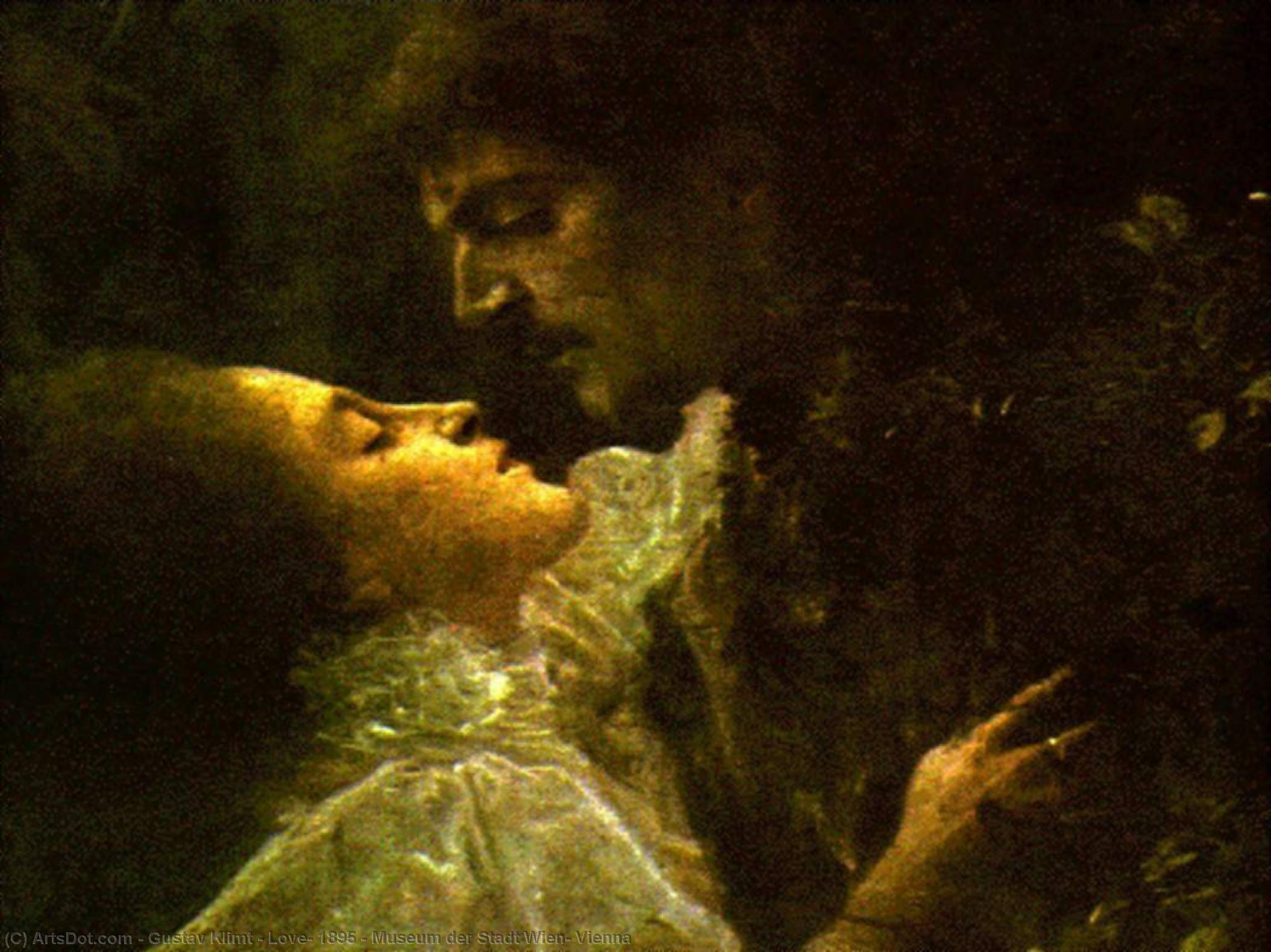 Wikoo.org - موسوعة الفنون الجميلة - اللوحة، العمل الفني Gustav Klimt - Love, 1895 - Museum der Stadt Wien, Vienna