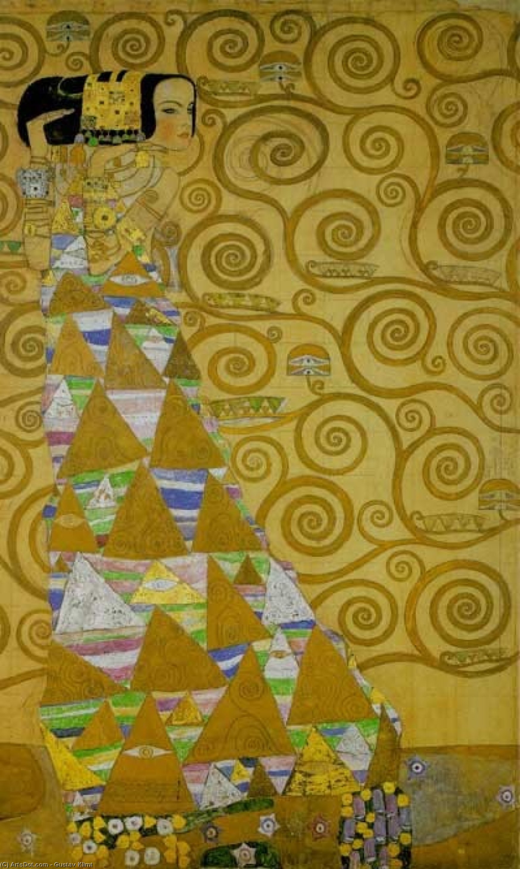 Wikioo.org - The Encyclopedia of Fine Arts - Painting, Artwork by Gustav Klimt - Stoclet Frieze Expectation, 1905-09 - Vienna, Secession
