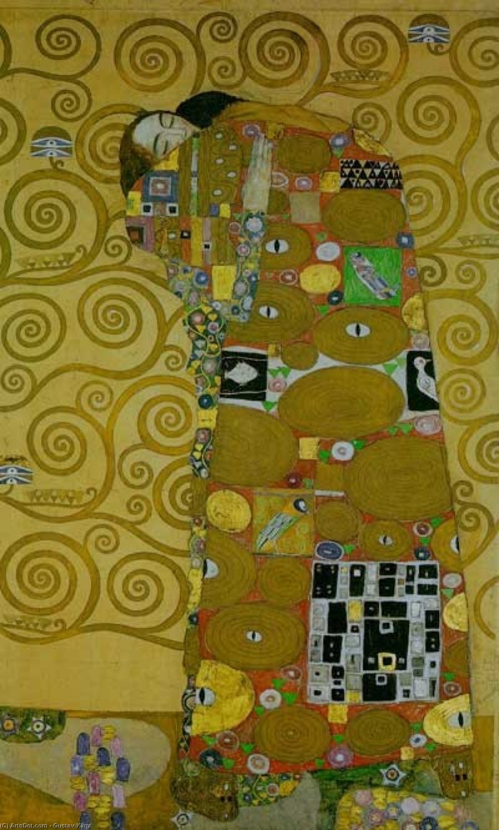 Wikoo.org - موسوعة الفنون الجميلة - اللوحة، العمل الفني Gustav Klimt - Stoclet Frieze Fullfilment, 1905-09 - Vienna, Secession