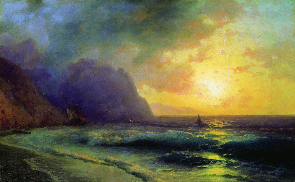 WikiOO.org - Encyclopedia of Fine Arts - Maalaus, taideteos Ivan Aivazovsky - Sunset at Sea