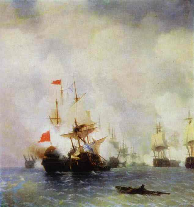 WikiOO.org - Encyclopedia of Fine Arts - Maalaus, taideteos Ivan Aivazovsky - The Battle in the Chios Channel