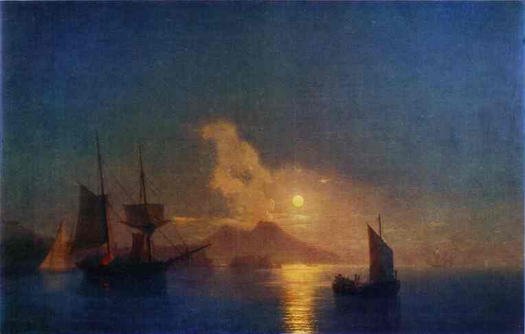 Wikioo.org - The Encyclopedia of Fine Arts - Painting, Artwork by Ivan Aivazovsky - The Bay of Naples by Moonlight