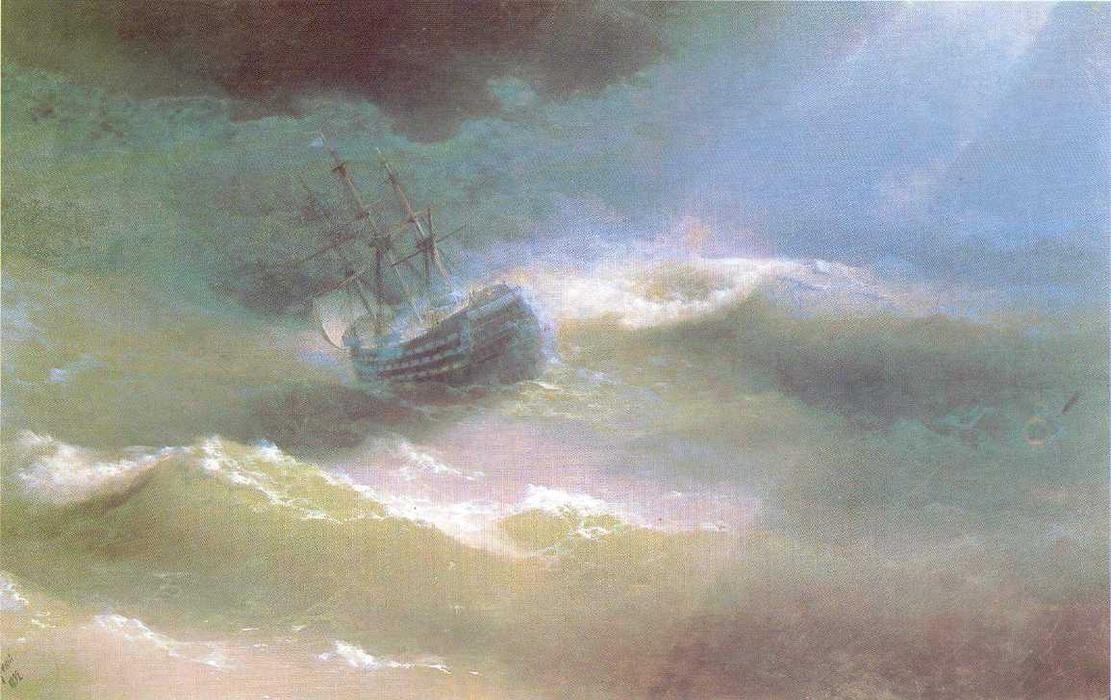 WikiOO.org – 美術百科全書 - 繪畫，作品 Ivan Aivazovsky - 的  玛丽  抓  在  一个  风暴