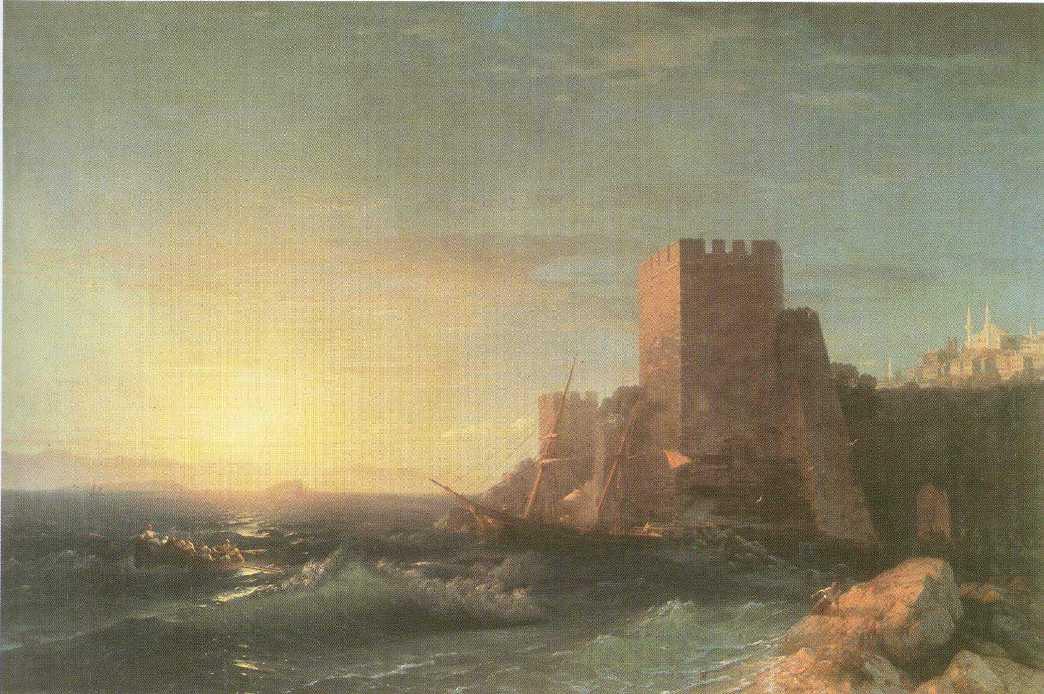 WikiOO.org - Encyclopedia of Fine Arts - Maalaus, taideteos Ivan Aivazovsky - Towers on the Rock Near Bosporus