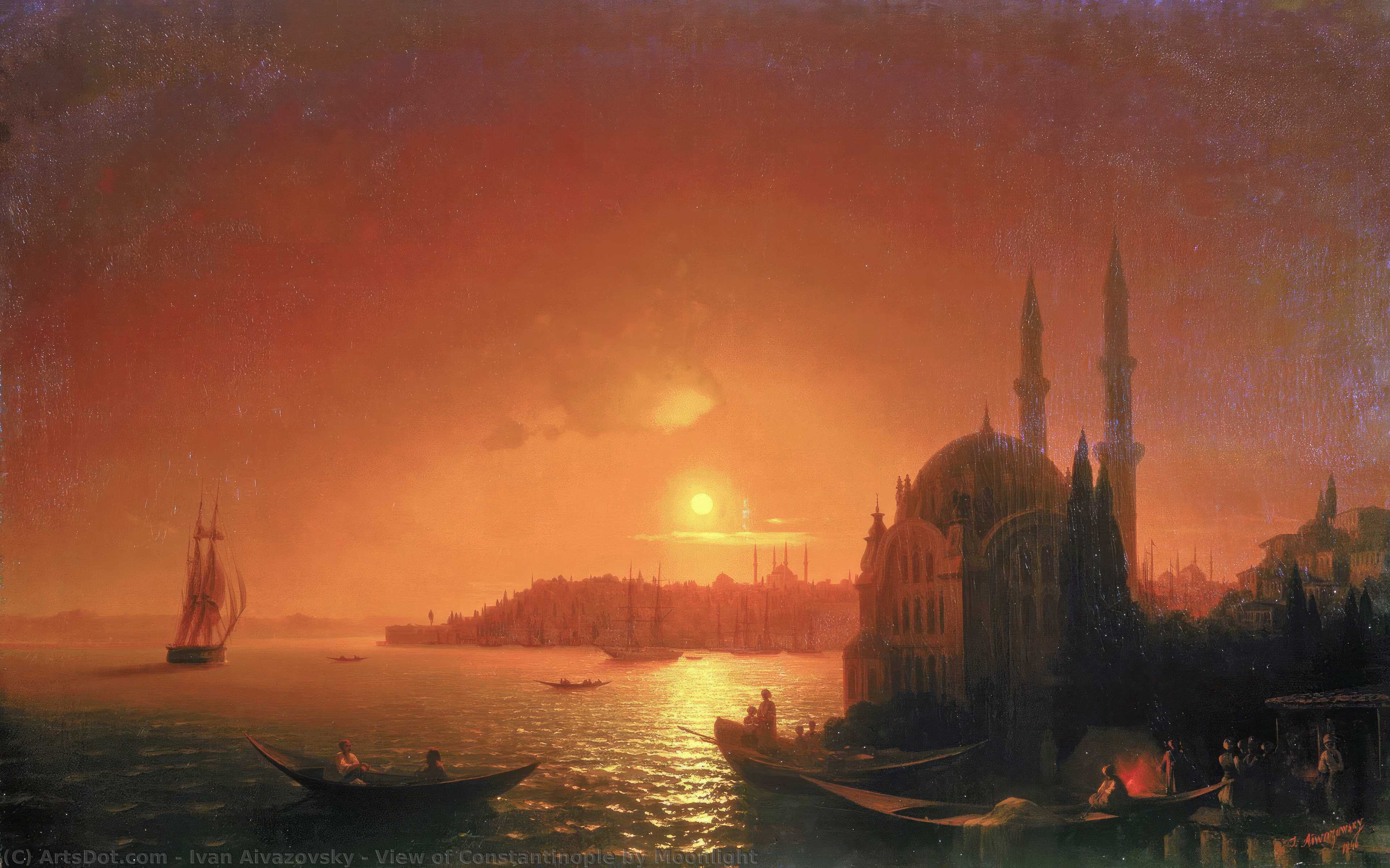 Wikioo.org - The Encyclopedia of Fine Arts - Painting, Artwork by Ivan Aivazovsky - View of Constantinople by Moonlight