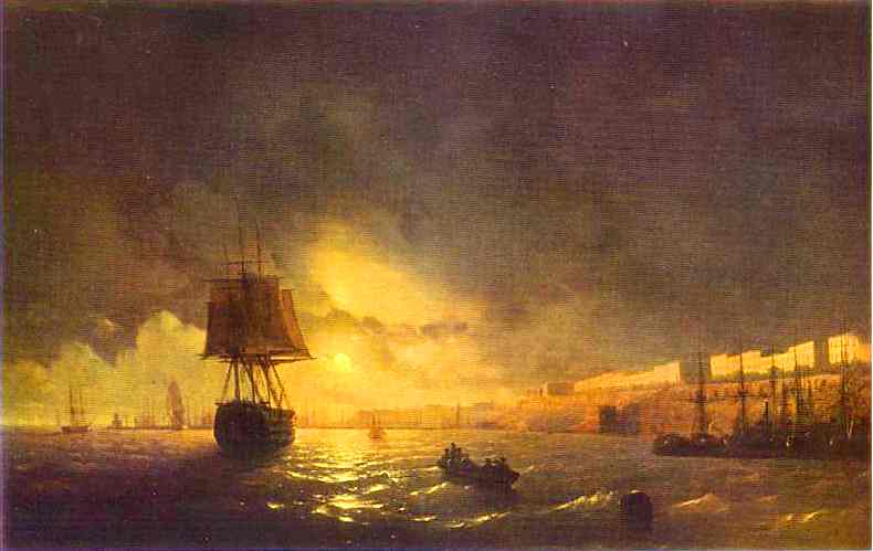 Wikioo.org - The Encyclopedia of Fine Arts - Painting, Artwork by Ivan Aivazovsky - View of Odessa by Moonlight