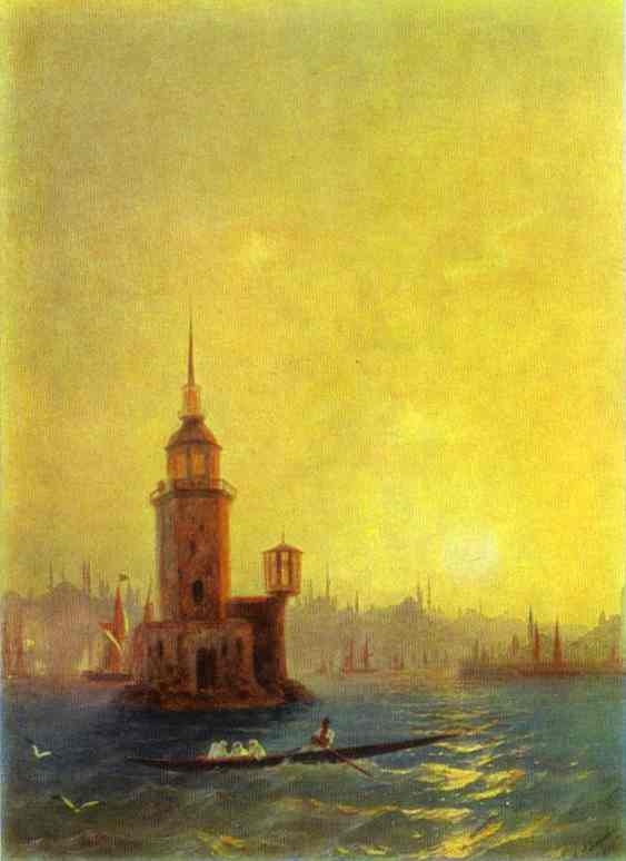 Wikioo.org - The Encyclopedia of Fine Arts - Painting, Artwork by Ivan Aivazovsky - View of the Leander Tower in Constantinople