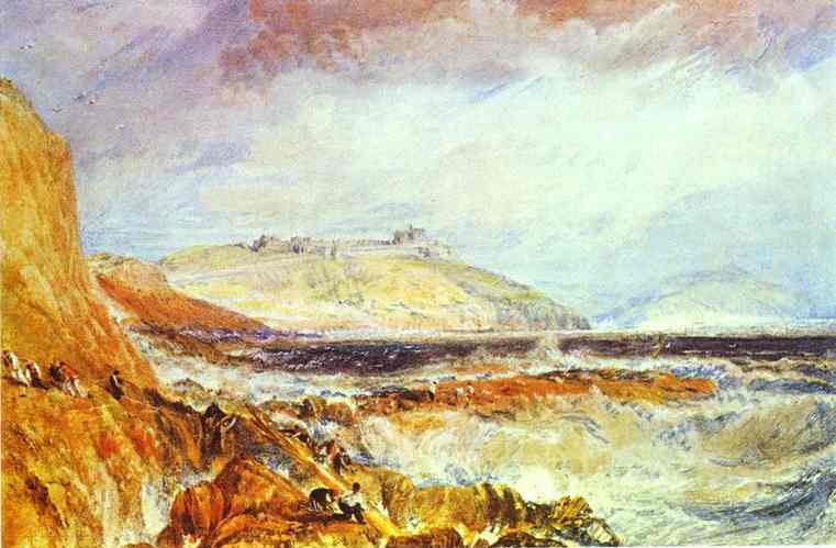 Wikioo.org - สารานุกรมวิจิตรศิลป์ - จิตรกรรม William Turner - Pendennis Castle, Cornwall Scene after a Wreck