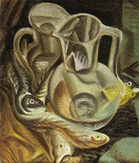 Wikioo.org - The Encyclopedia of Fine Arts - Painting, Artwork by André Aimé René Masson - Carafe and fish