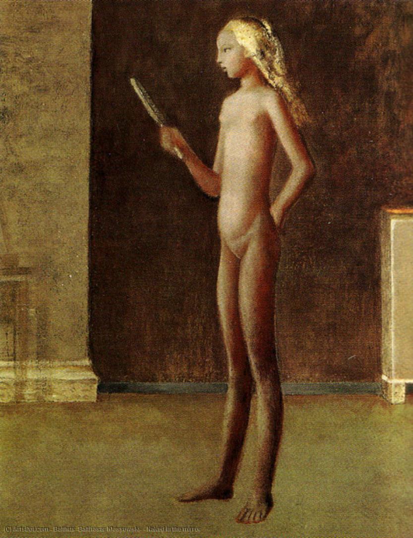 Wikoo.org - موسوعة الفنون الجميلة - اللوحة، العمل الفني Balthus (Balthasar Klossowski) - Naked in the mirror