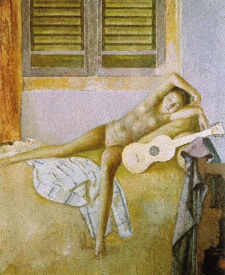 Wikioo.org - Bách khoa toàn thư về mỹ thuật - Vẽ tranh, Tác phẩm nghệ thuật Balthus (Balthasar Klossowski) - Naked on guitar