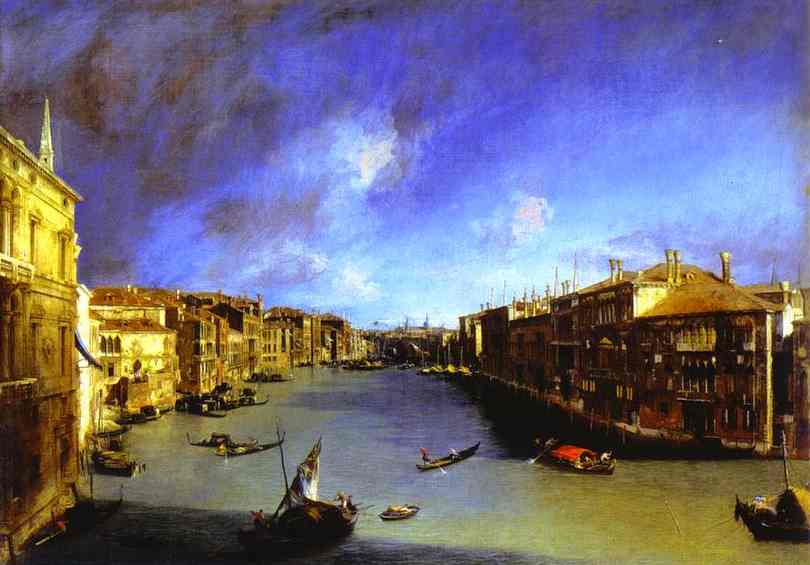 Wikioo.org – La Enciclopedia de las Bellas Artes - Pintura, Obras de arte de Giovanni Antonio Canal (Canaletto) - Gran Canal Visto desde el Palazzo Balbi