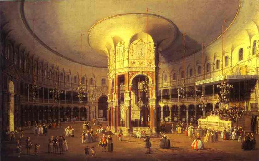 Wikioo.org - The Encyclopedia of Fine Arts - Painting, Artwork by Giovanni Antonio Canal (Canaletto) - London - Ranelagh, Interior of the Rotunda