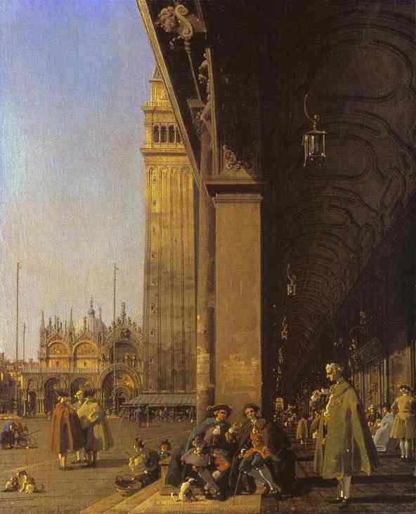 Wikioo.org - The Encyclopedia of Fine Arts - Painting, Artwork by Giovanni Antonio Canal (Canaletto) - Piazza San Marco - Looking East from the South-West Corner