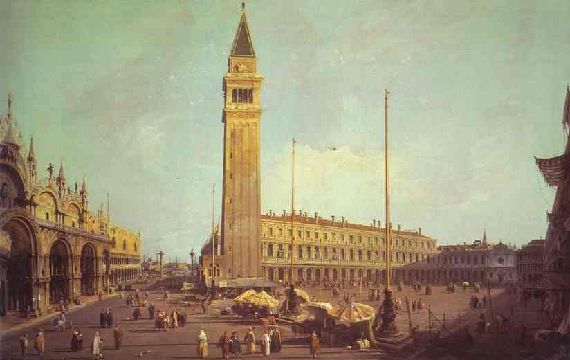 Wikoo.org - موسوعة الفنون الجميلة - اللوحة، العمل الفني Giovanni Antonio Canal (Canaletto) - Piazza San Marco - Looking South-West
