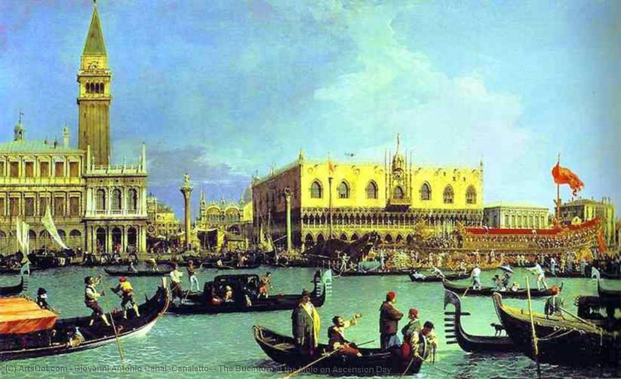 Wikioo.org - The Encyclopedia of Fine Arts - Painting, Artwork by Giovanni Antonio Canal (Canaletto) - The Bucintoro at the Molo on Ascension Day