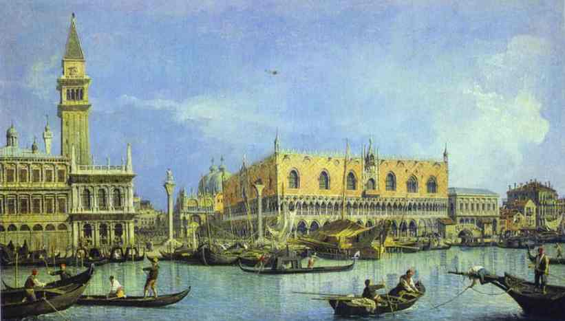Wikioo.org - The Encyclopedia of Fine Arts - Painting, Artwork by Giovanni Antonio Canal (Canaletto) - The Molo, Seen from the Basin of San Marco