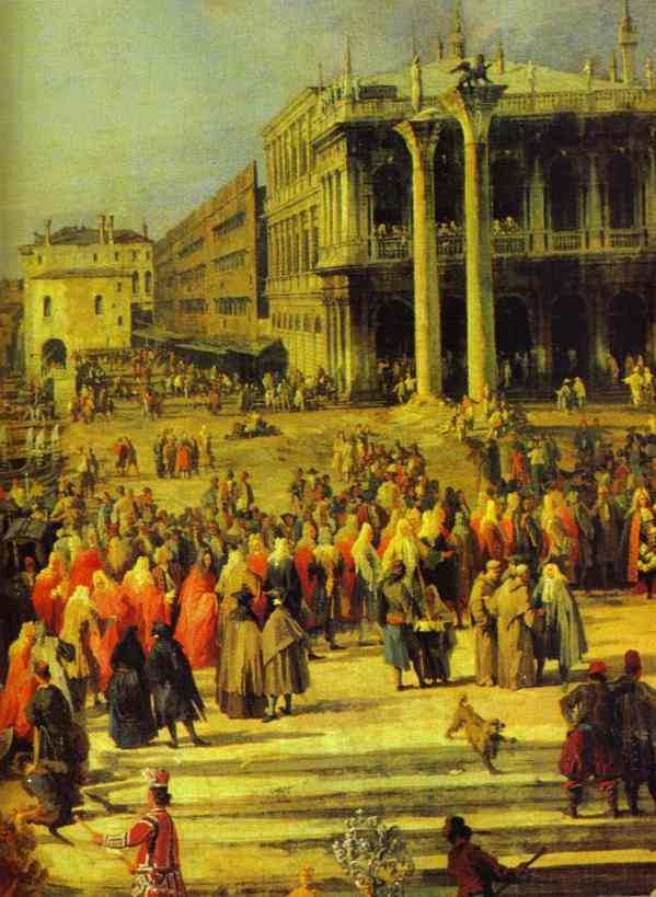 Wikioo.org - The Encyclopedia of Fine Arts - Painting, Artwork by Giovanni Antonio Canal (Canaletto) - The Reception of the French Ambassador in Venice. Detail