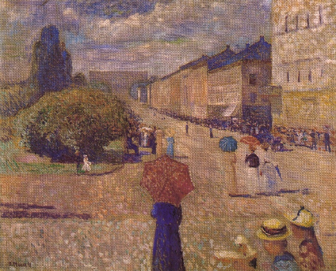 Wikioo.org - The Encyclopedia of Fine Arts - Painting, Artwork by Edvard Munch - Spring day street Karl Johan
