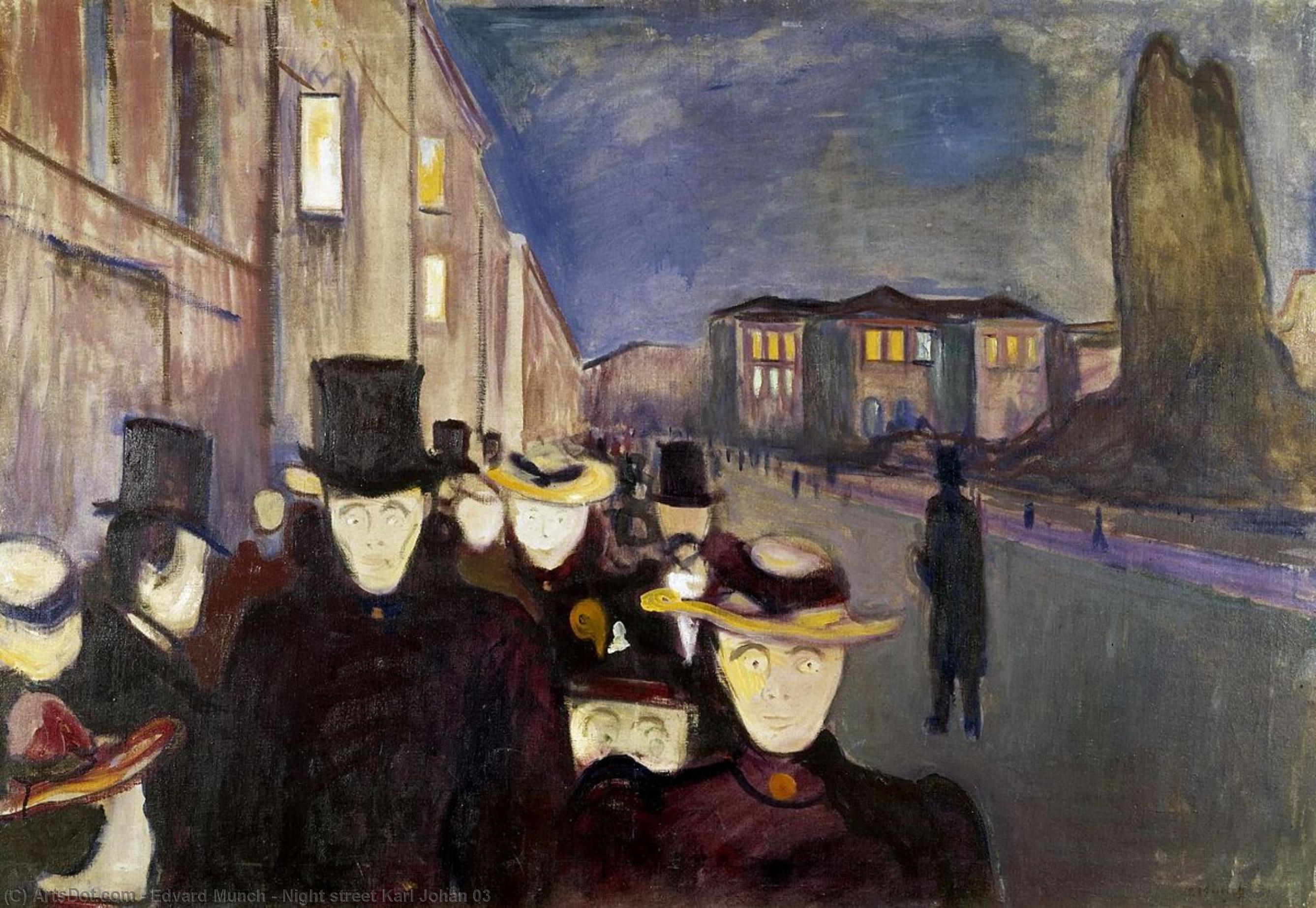 Wikioo.org - The Encyclopedia of Fine Arts - Painting, Artwork by Edvard Munch - Night street Karl Johan 03