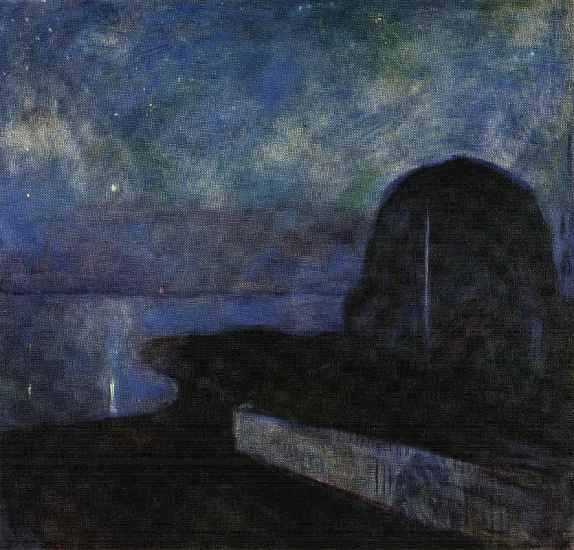 Wikioo.org - Bách khoa toàn thư về mỹ thuật - Vẽ tranh, Tác phẩm nghệ thuật Edvard Munch - Starry Night