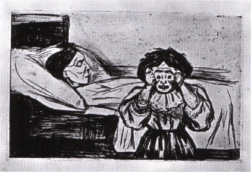 WikiOO.org - Encyclopedia of Fine Arts - Schilderen, Artwork Edvard Munch - The mother died