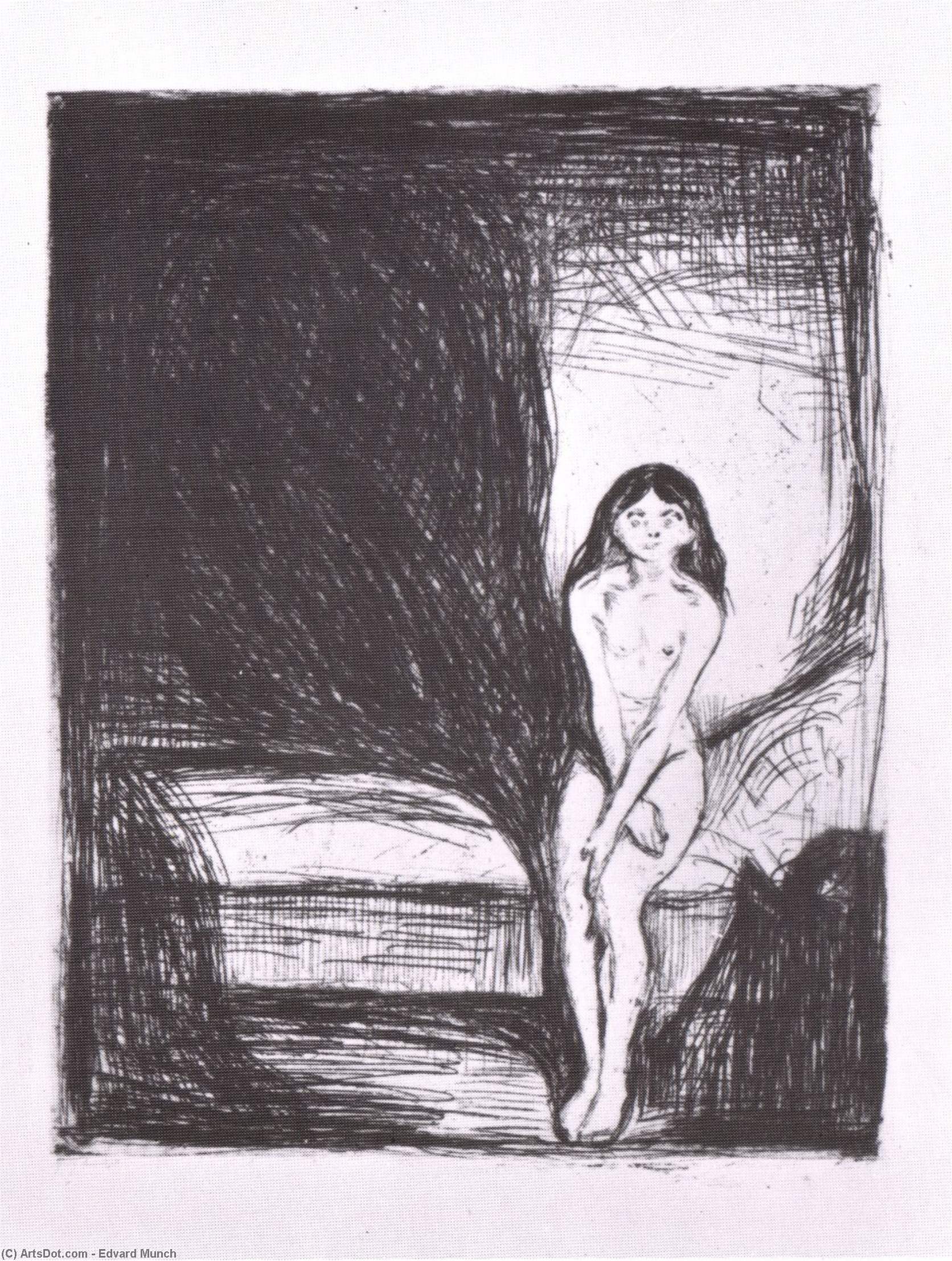 Wikioo.org – La Enciclopedia de las Bellas Artes - Pintura, Obras de arte de Edvard Munch - Noche ( pubertad )