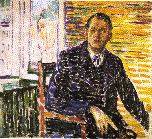 Wikioo.org – La Enciclopedia de las Bellas Artes - Pintura, Obras de arte de Edvard Munch - Self-portrait en el clínica del dr . Jacobson
