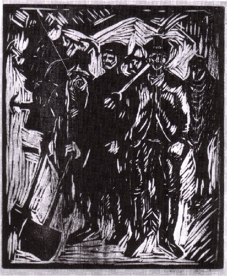 WikiOO.org - Encyclopedia of Fine Arts - Festés, Grafika Edvard Munch - Snow shovelers