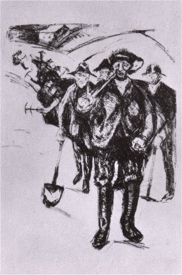 Wikioo.org - The Encyclopedia of Fine Arts - Painting, Artwork by Edvard Munch - Snow shovelers