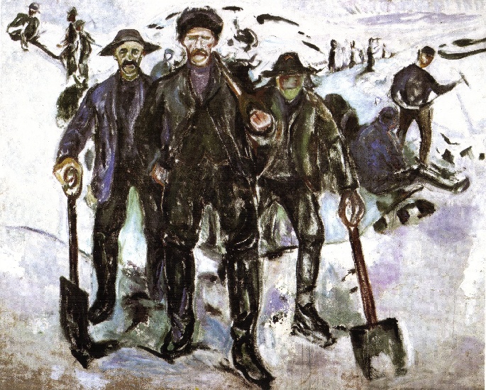 WikiOO.org - Encyclopedia of Fine Arts - Schilderen, Artwork Edvard Munch - The snow shovelers