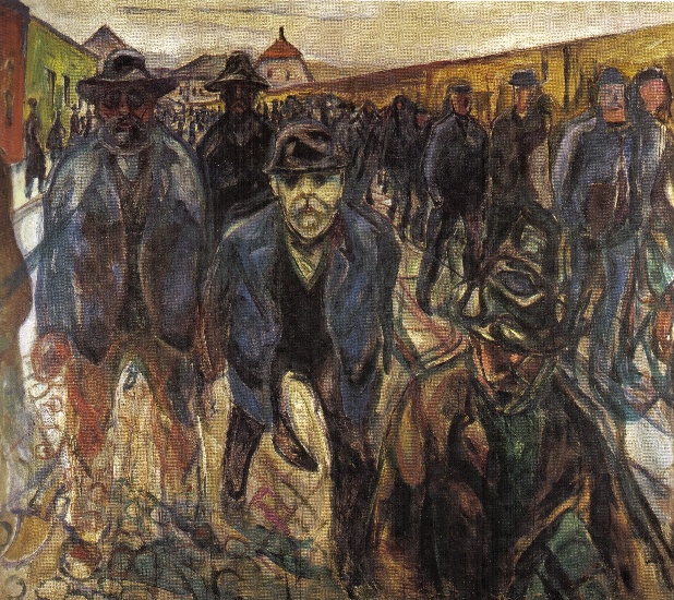 Wikioo.org - The Encyclopedia of Fine Arts - Painting, Artwork by Edvard Munch - Workers returning home