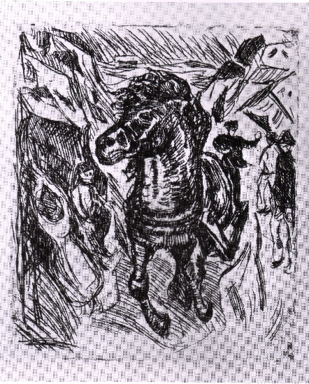 WikiOO.org - Encyclopedia of Fine Arts - Schilderen, Artwork Edvard Munch - Galloping horse