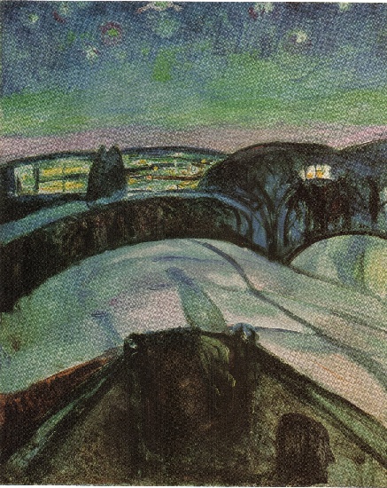 WikiOO.org - دایره المعارف هنرهای زیبا - نقاشی، آثار هنری Edvard Munch - 02 Starry Night