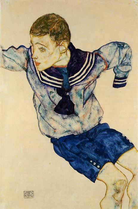 Wikioo.org - The Encyclopedia of Fine Arts - Painting, Artwork by Egon Schiele - Boy in a Sailor Suit