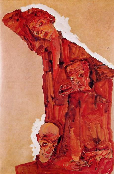 WikiOO.org - Enciclopedia of Fine Arts - Pictura, lucrări de artă Egon Schiele - Composition with Three Male Figures (Self Portrait)